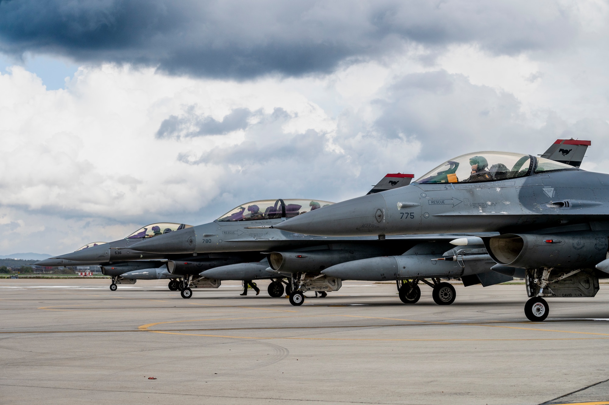 Photo of U.S. Air Force F-16 Fighting Falcons preparing to take-off