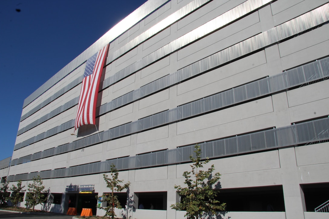 Exterior view of the new parking structure.