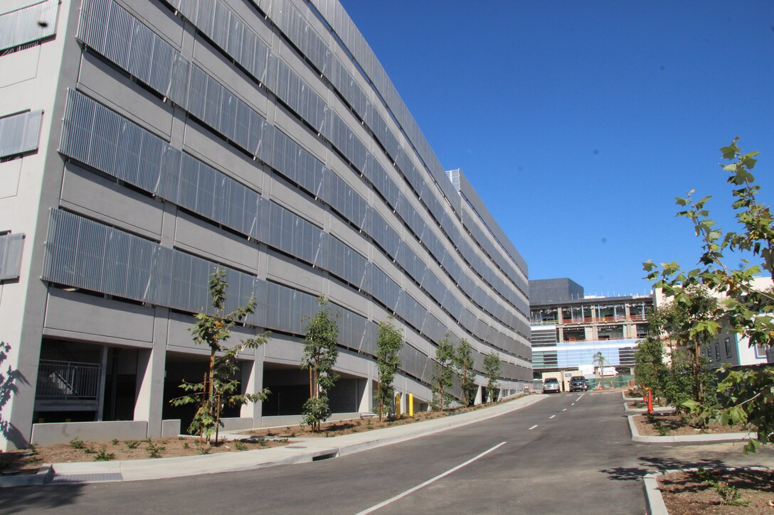 Exterior view of new parking structure.