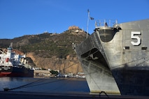 The Spearhead-class expeditionary fast transport USNS Trenton (T-EPF-5) arrives in Oran, Algeria for a scheduled port visit, Nov. 8, 2023. Trenton is currently operating in the U.S. Naval Forces Europe-Africa area of operations, employed by U.S. Sixth Fleet to support U.S., Allied, and partner interests. (U.S. Navy photo by Intelligence Specialist 2nd Class Isis Salyers)