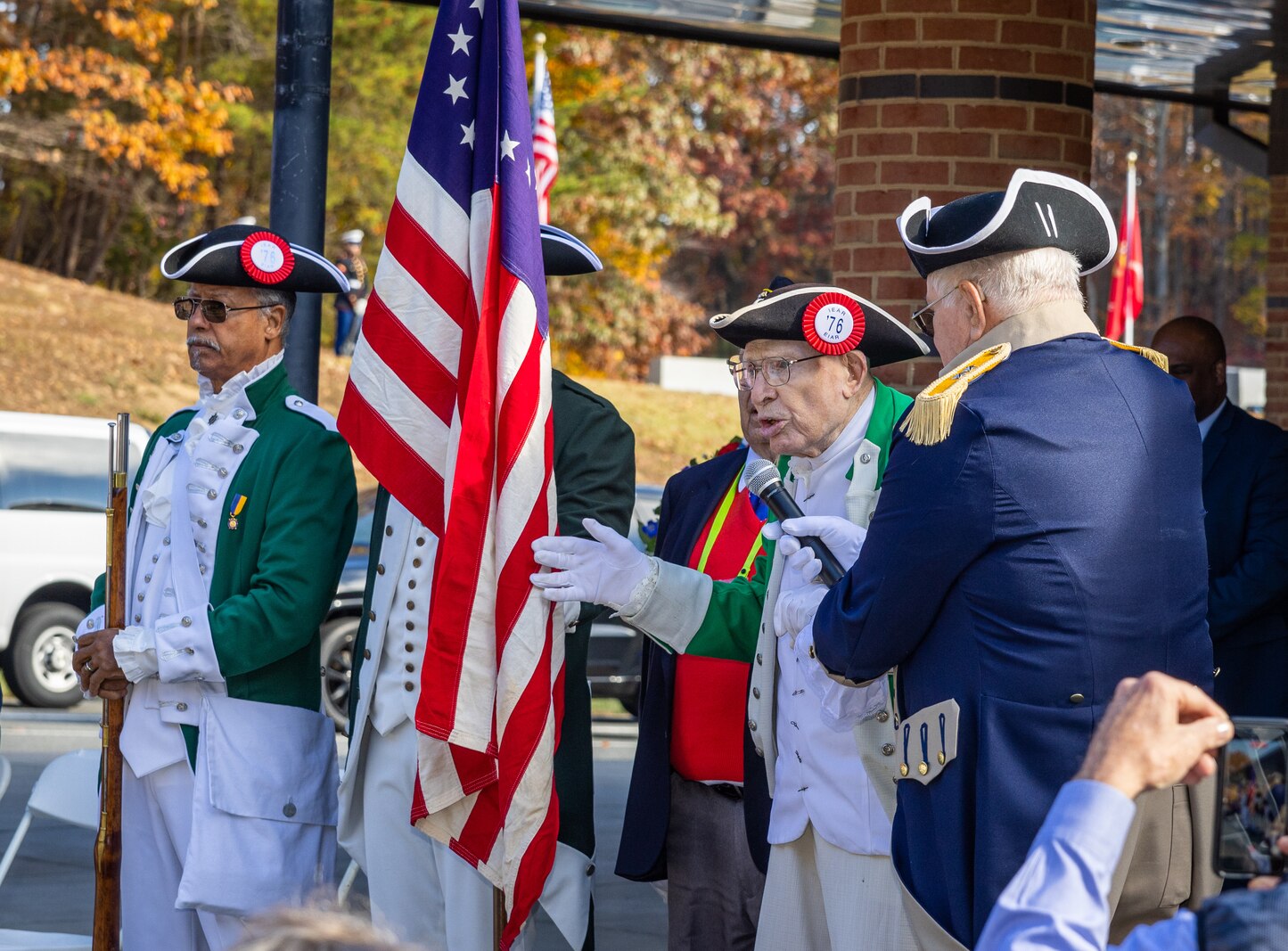 U.S. Marine Corps Col. Frank W. Harris III, retired, reads “A Toast to the Flag” during a Veteran’s Day ceremony at the National Memorial Cemetery at Quantico, Triangle, Virginia, Nov. 11, 2023. The ceremony was sponsored by the Potomac Region Veterans Council in partnership with Marine Corps Base Quantico and the Veterans Administration to honor all who have served. (U.S. Marine Corps Photo by Lance Cpl. Kayla LeClaire)