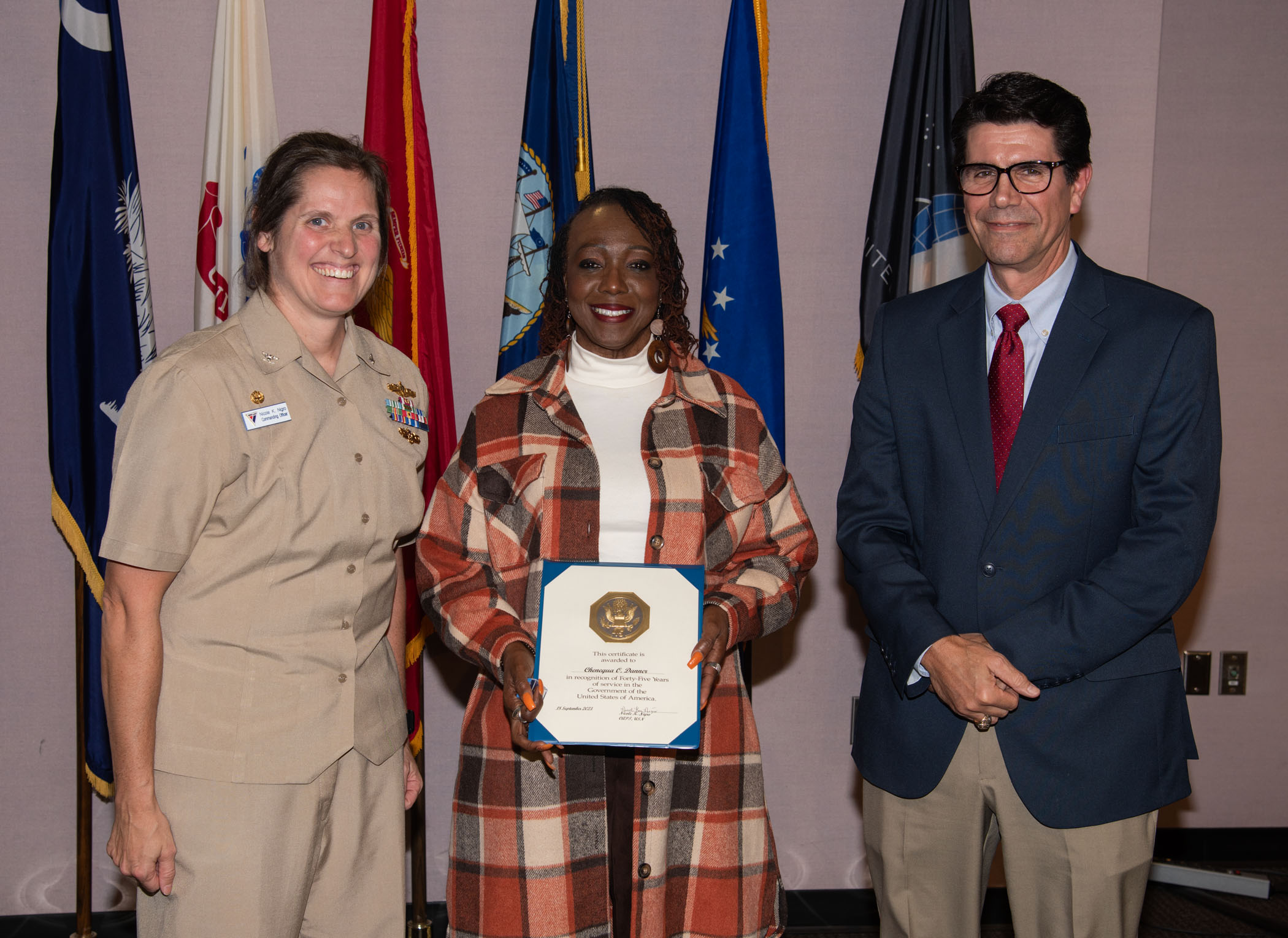 NIWC Atlantic's FY23 Q4 Awards Ceremony and All Hands at JB Charleston, NOLA and Hampton Roads VA on 2 Nov 2023.