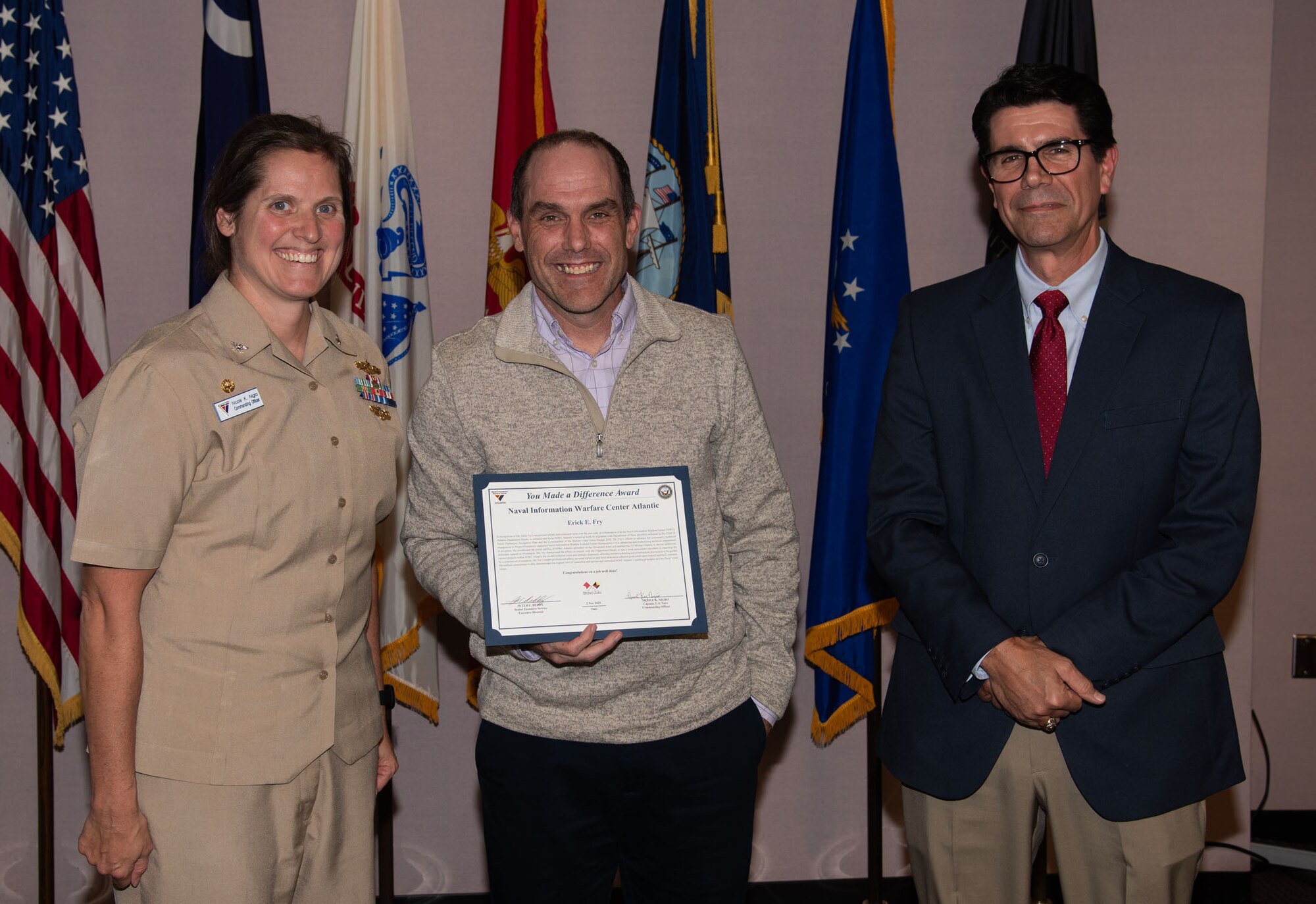 NIWC Atlantic's FY23 Q4 Awards Ceremony and All Hands at JB Charleston, NOLA and Hampton Roads VA on 2 Nov 2023.