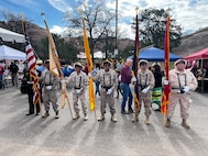 Navajo Honor Guard stand ready for the beginning of the Navajo Code Talker's Award Ceremony on 14 August 2023 in Window Rock, Arizona.