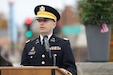 Capt. Michael Ariola, Public Affairs Officer, 85th U.S. Army Reserve Support Command, delivers a Veteran’s Day speech at the Village of Barrington’s Veterans Day ceremony, November 10, 2023.