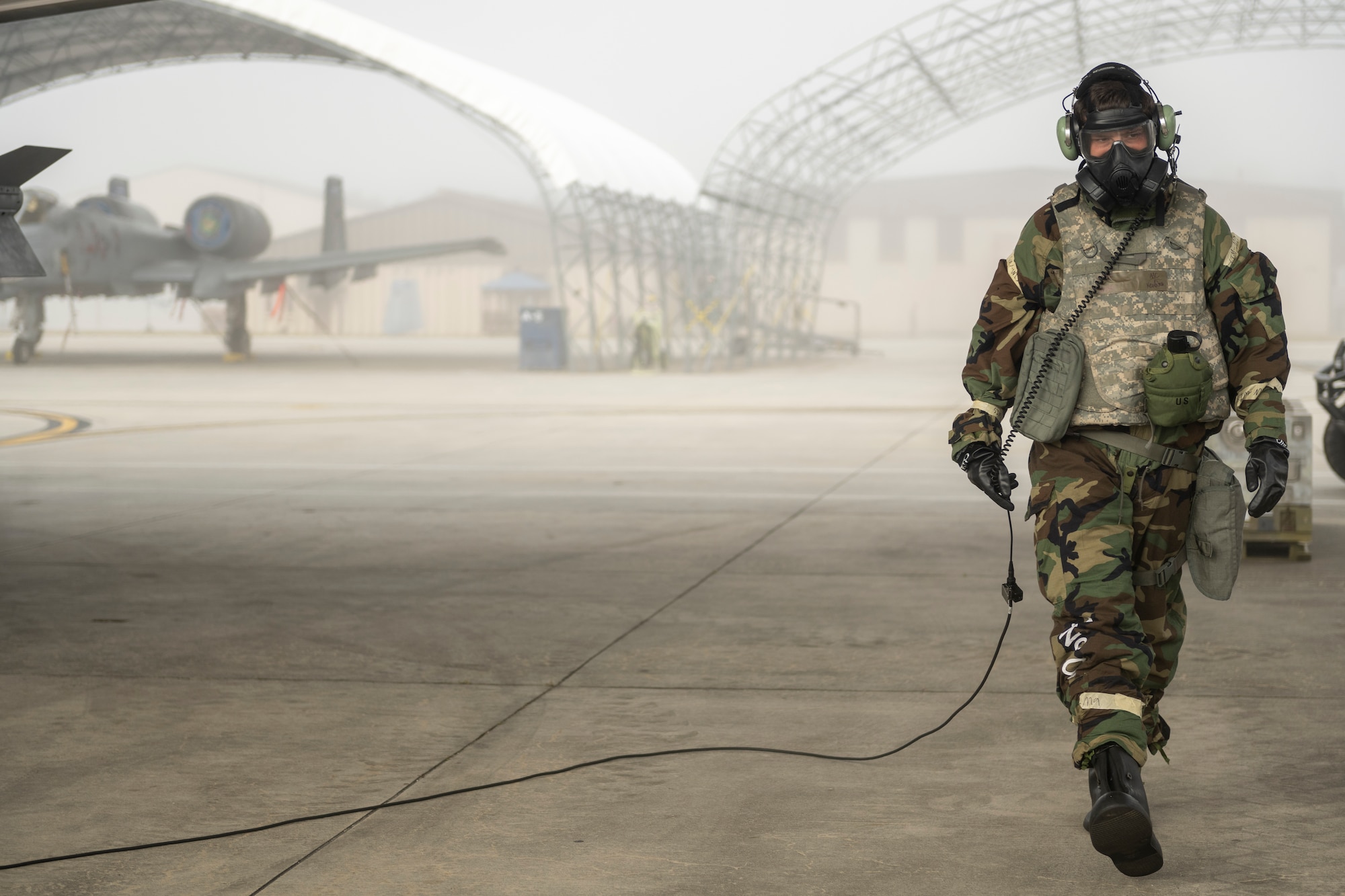 U.S. Air Force Airman 1st Class Dustin Keating, 74th Fighter Generation Squadron prepares an aircraft for take-off at Moody Air Force Base, Georgia, Nov. 9, 2023.