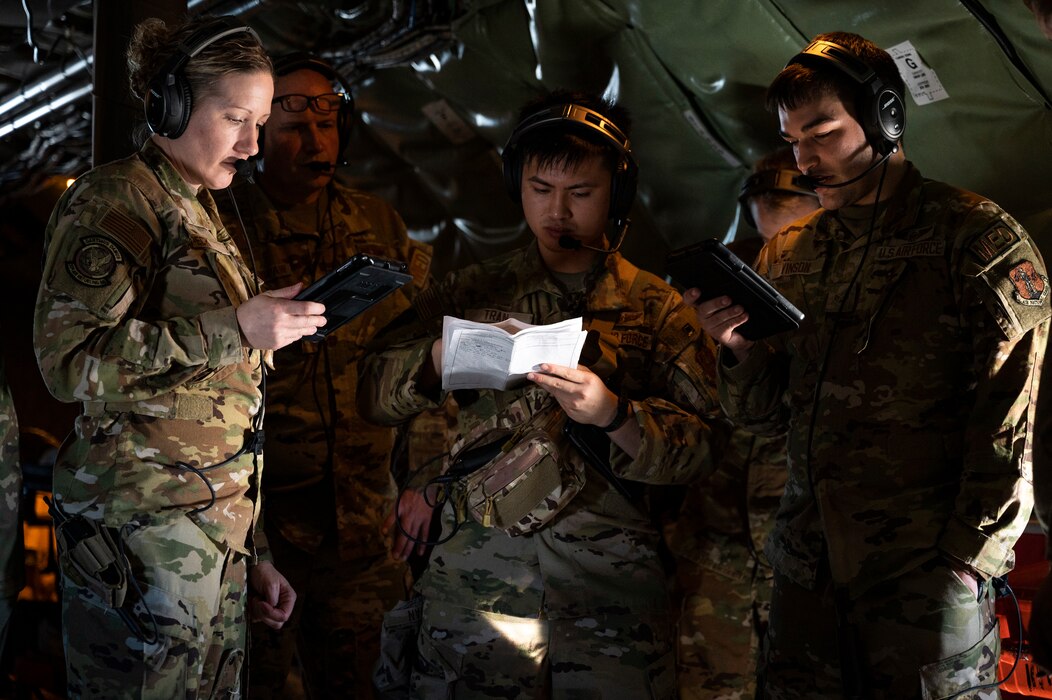 Group of flight medics deliberate