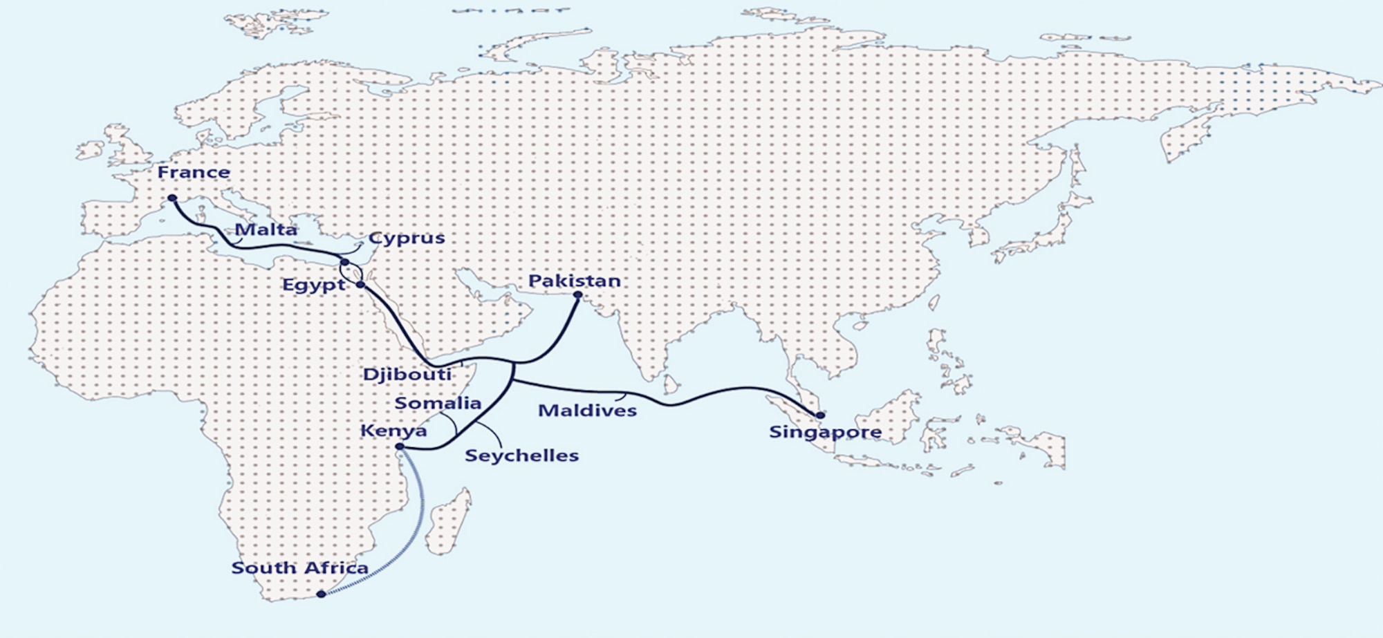 PEACE: A 1,500-km-long network connecting Asia, Africa, and Europe