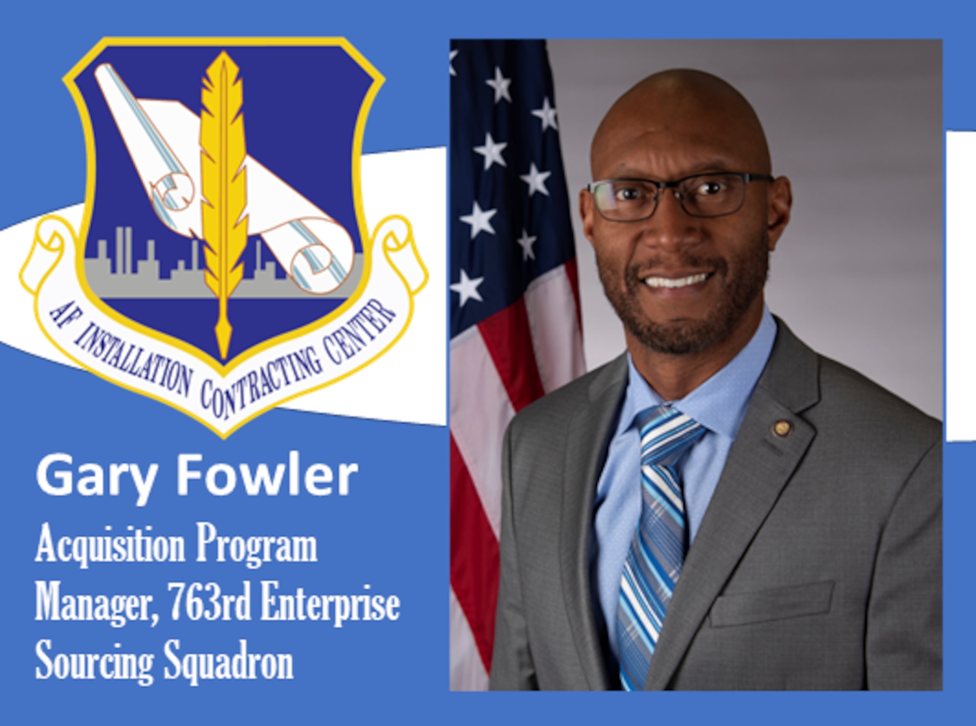 graphic with AFICC shield and photo of Fowler