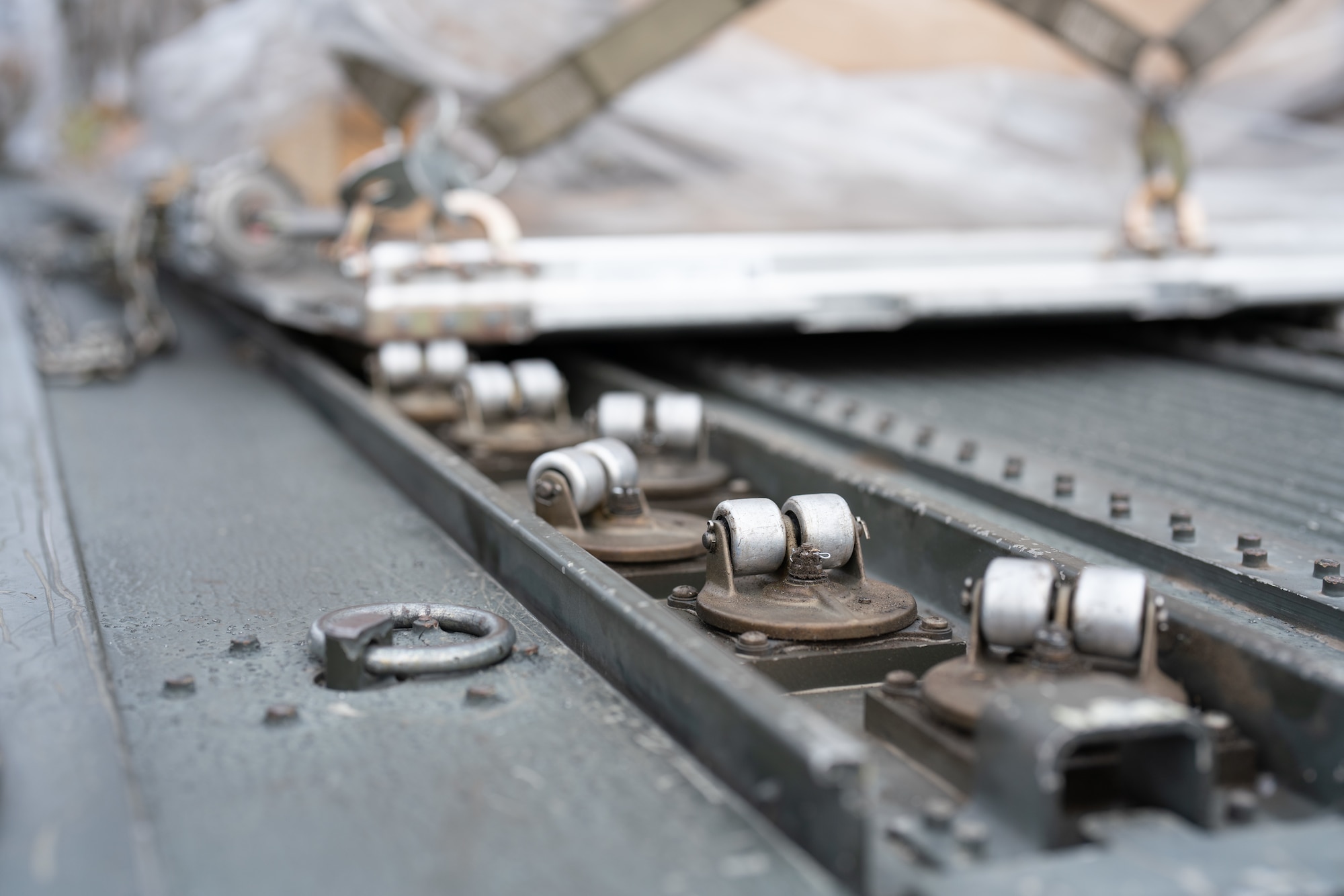 Omni-rollers from a KC-10 Extender repurposed and attached to a 60K Tunner.