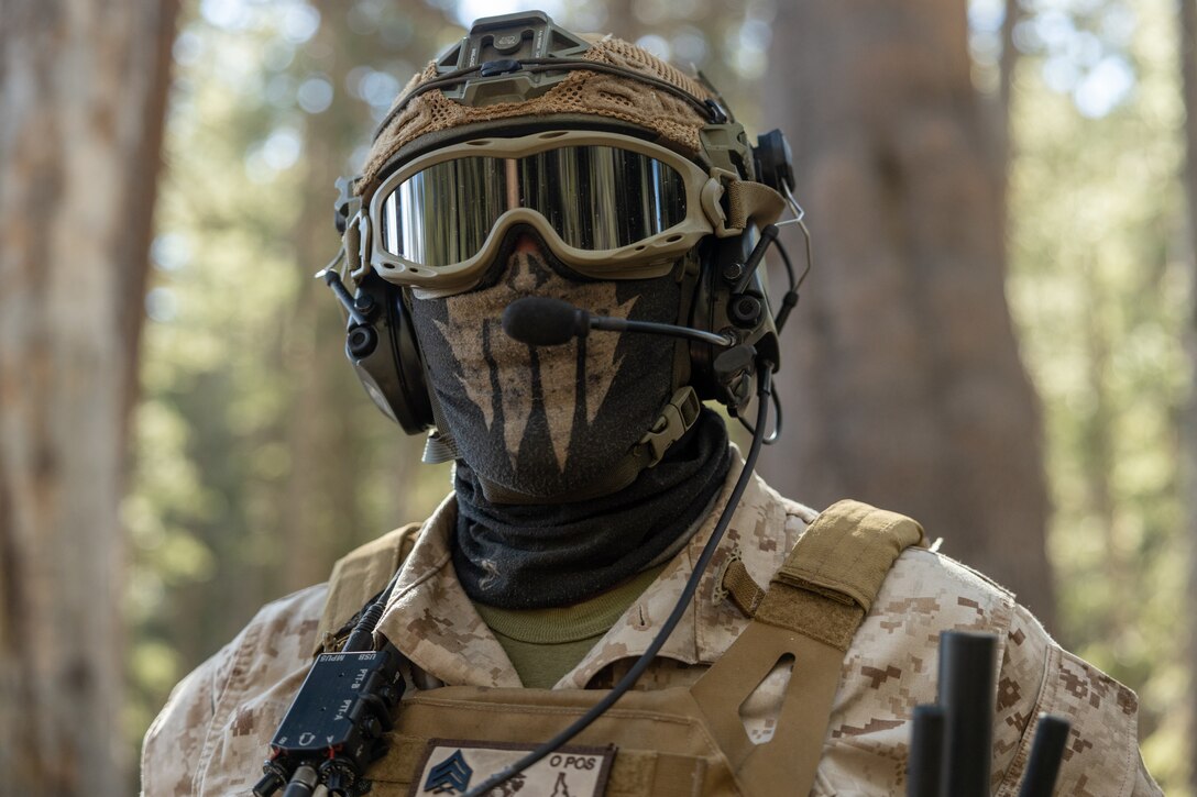 U.S. Marine Corps Sgt. Cody Parry, a landing support specialist with 2nd Distribution Support Battalion (DSB), 2nd Marine Logistics Group (MLG), poses for a photo at Inyo National Forest, California, Oct. 20, 2023. The combined efforts of U.S. Marines, Sailors, and Forest Service personnel allowed Marine Heavy Helicopter Squadron (HMH) 461 to successfully recover an MH-60S Seahawk with a CH-53K King Stallion. HMH-461 is a subordinate unit of the 2nd Marine Aircraft Wing, and 2nd DSB is a subordinate unit of the 2nd MLG, the aviation and logistics combat elements of the II Marine Expeditionary Force. (U.S. Marine Corps photo by Cpl. Rowdy Vanskike)