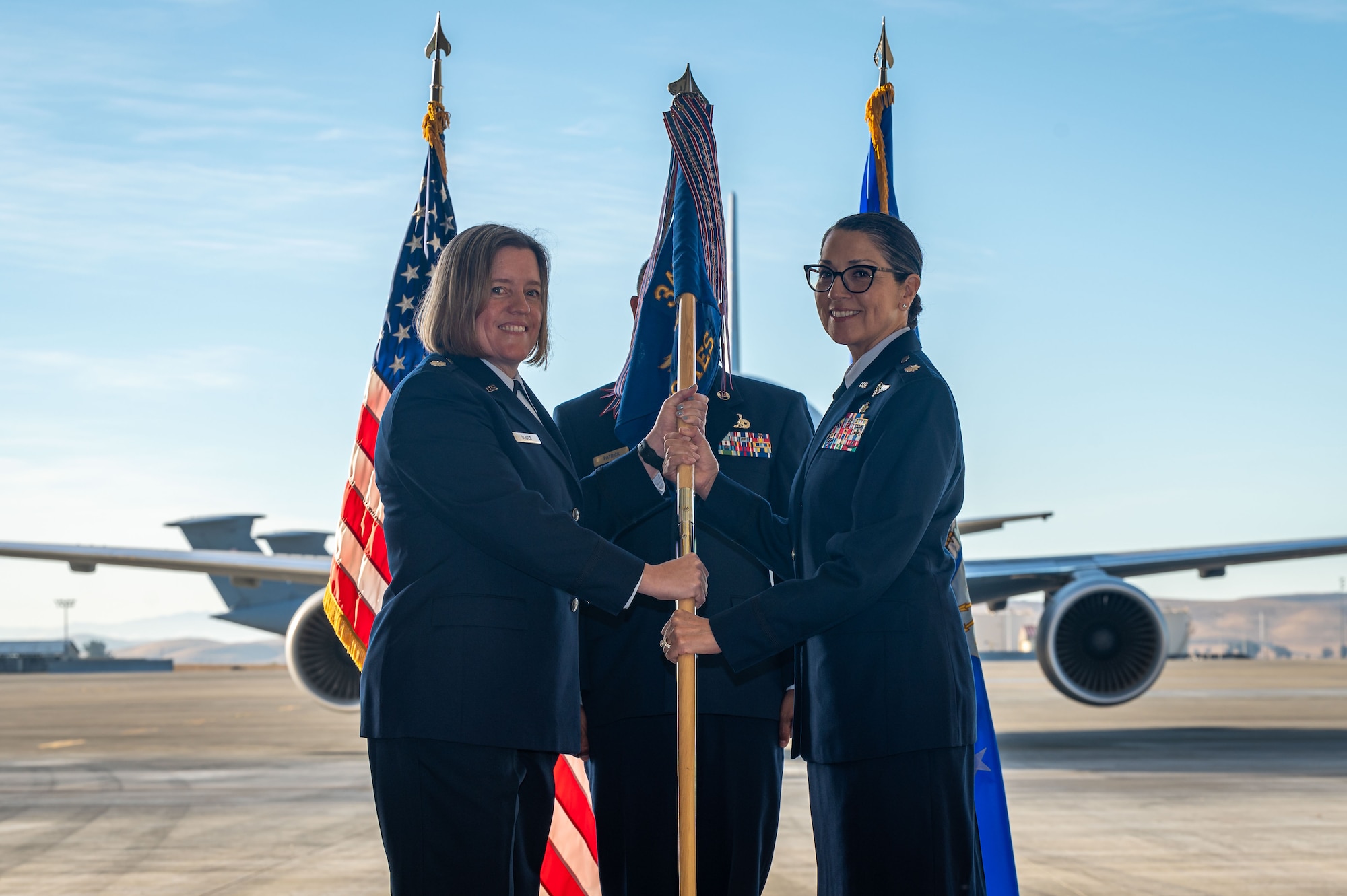 Lt. Col. Emma Piehl assumed command of the 349th Aeromedical Evacuation Squadron on November 4, 2023, at Hangar 46 on Travis Air Force Base, Calif.