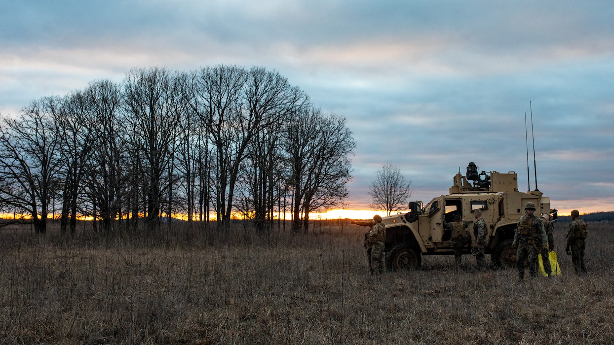 Marines with Anti-Tank Training Company fire TOW Missiles on a JLTV near Fort Smith, Arkansas