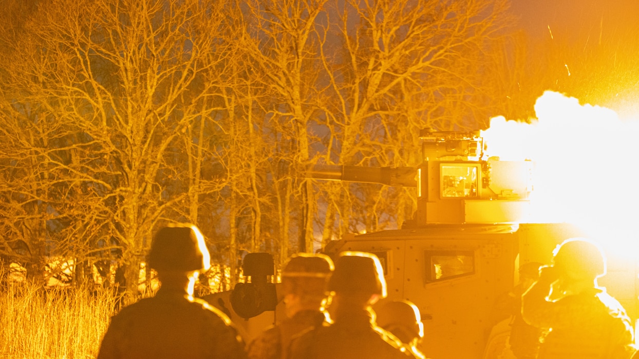 Marines with Anti-Tank Training Company fire TOW Missiles on a JLTV near Fort Smith, Arkansas