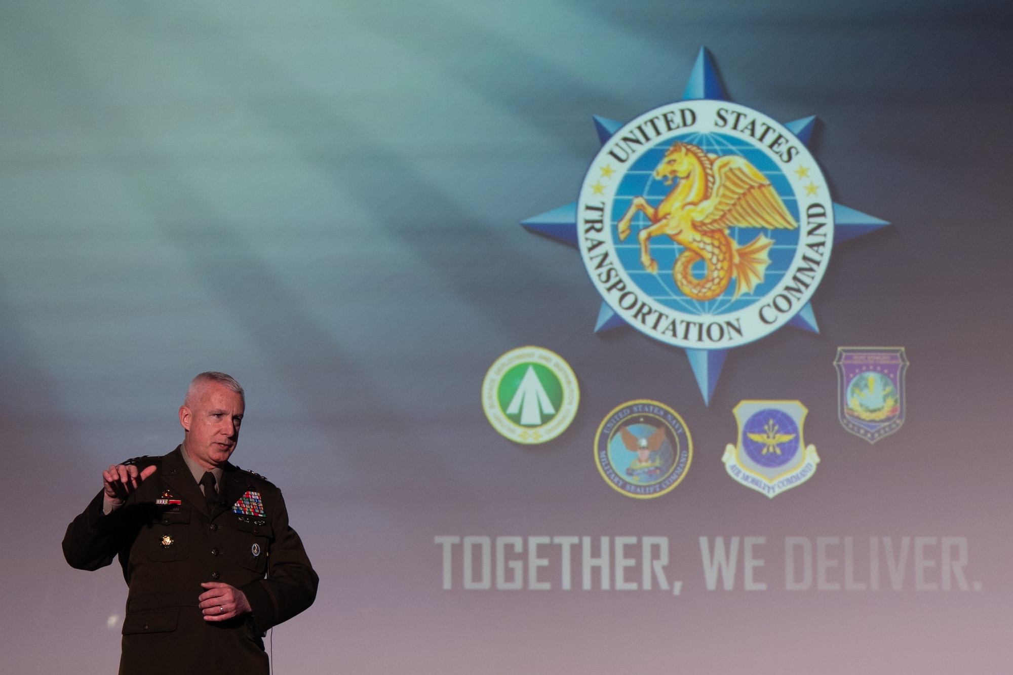 Chief Master Sergeant of the Air Force JoAnne S. Bass delivers her keynote address during the 55th Annual Airlift/Tanker Association Convention, Nov. 10, 2023, in Grapevine, Texas. This year’s conference featured ten keynote speakers and 20 seminars centering on forging mobility warriors that effectively project the Joint Force and America’s lethality. Additionally, 70 industry partners proposed 89 solutions to AMC leadership, aiming to advance mobility capabilities and eliminate mobility gaps.