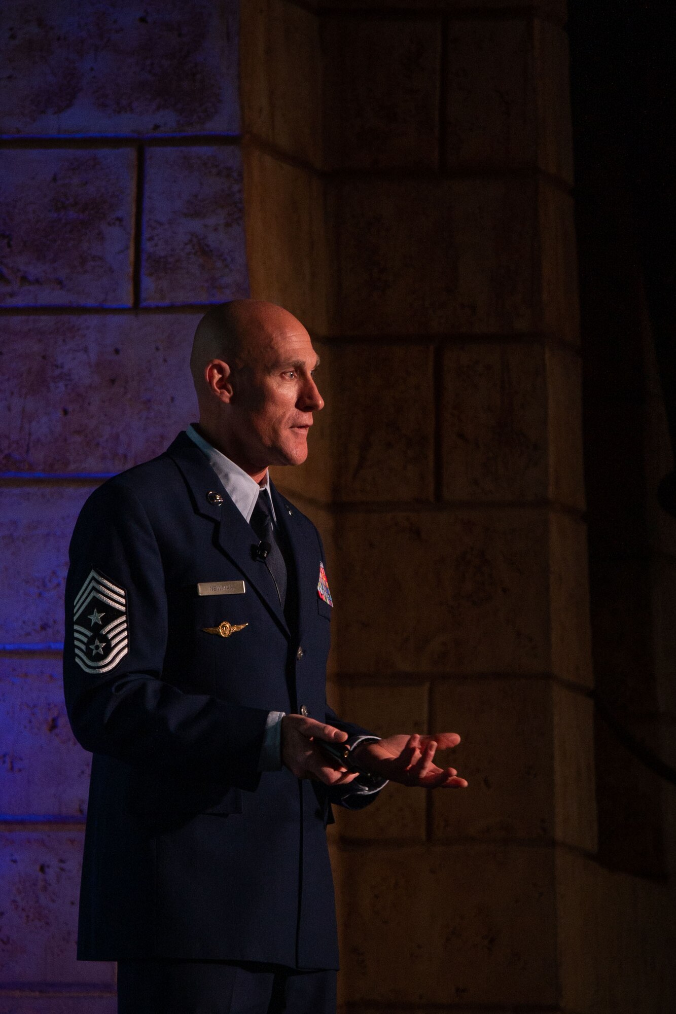 Chief Master Sgt. Jamie Newman, Air Mobility Command command chief, delivers his keynote address during the 55th Annual Airlift/Tanker Association Convention, Nov. 11, 2023, in Grapevine, Texas. This year’s conference featured ten keynote speakers and 20 seminars centering on forging mobility warriors that effectively project the Joint Force and America’s lethality. Additionally, 70 industry partners proposed 89 solutions to AMC leadership, aiming to advance mobility capabilities and eliminate mobility gaps.