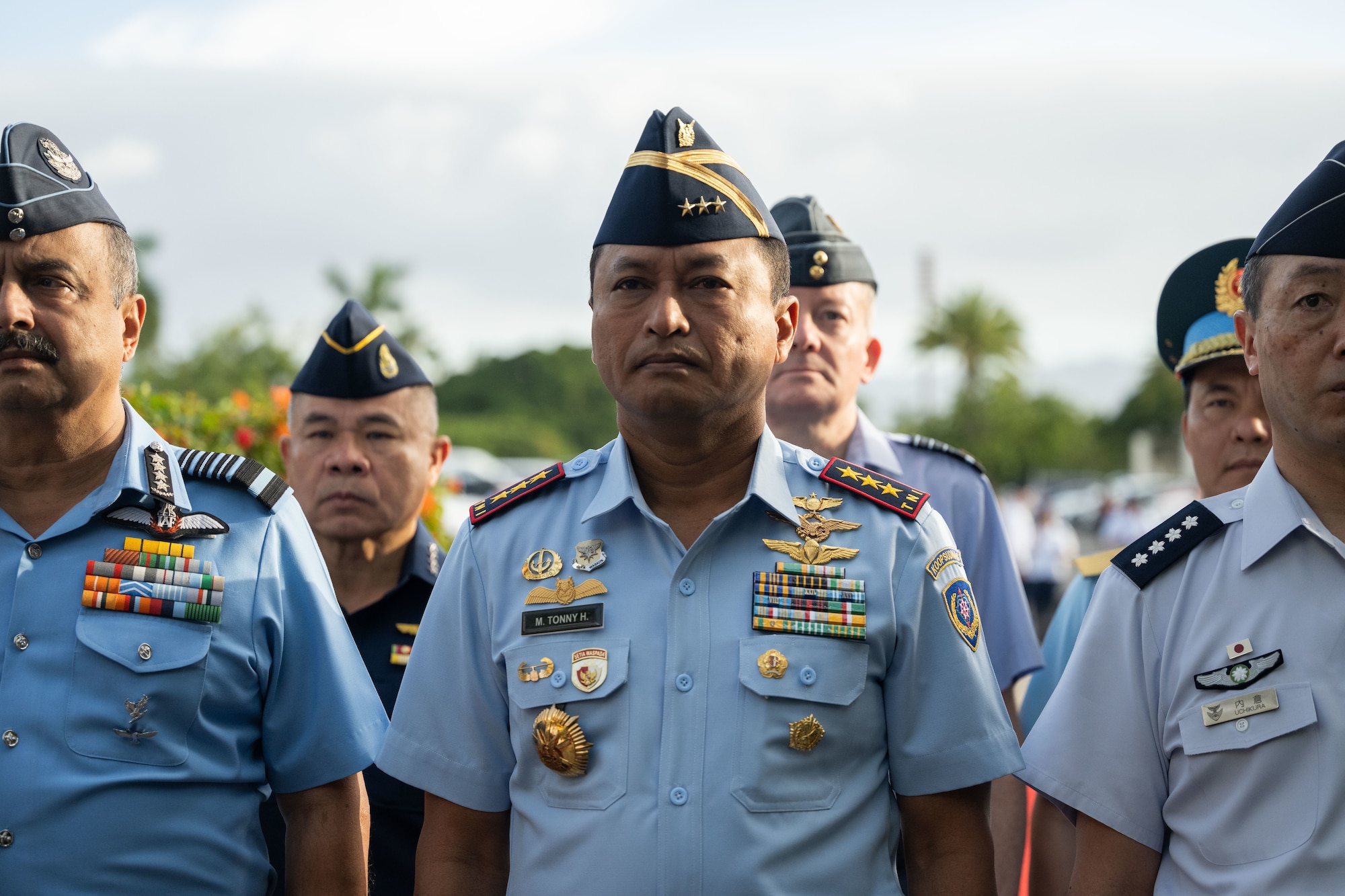 Indonesian Air Force Air Marshal Mohamad Haryono, Commander of National Air Operation Command, attends the opening ceremony of the Pacific Air Chiefs Symposium 2023 at Joint Base Pearl Harbor-Hickam, Hawaii, Nov. 14, 2023. The more regional alliances and partnerships grow, the more collective challenges shrink, empowering Allies and partners to uphold a stable and secure Indo-Pacific. (U.S. Air Force photo by Tech. Sgt. Hailey Haux)