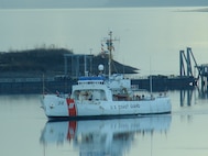 JUNEAU, Alaska (Oct. 27, 2006) -- The Coast Guard Cutter Storis transits the Gastineau Channel during a farewell visit to Juneau.  USCG photo by Lt. Anthony Owens.