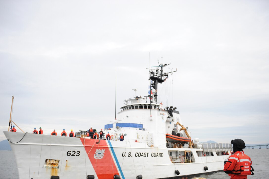 Coast Guard Cutter Steadfast returns to Astoria, Ore., Friday, Nov. 16, 2012, after a two-month deployment.