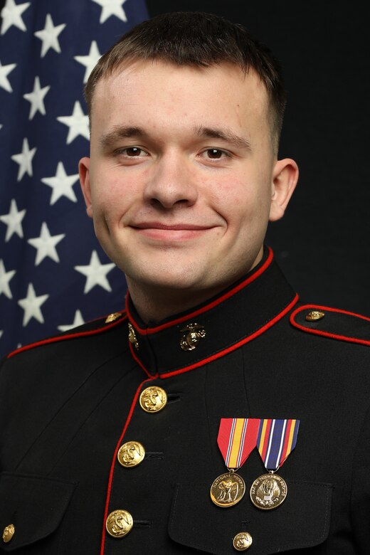 Private First Class Christopher Abbott, Stage Crewman with "The President's Own" United States Marine Band. Official portrait.