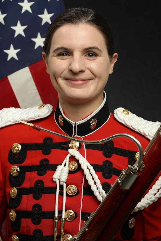 Staff Sergeant Bridget Piccirilli, Bassoonist with "The President's Own" United States Marine Band. Official portrait.