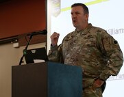 Col. Lenny Williams, the Chief of Staff of the Illinois Army National Guard, talks about leadership during the Illinois Army National Guard Commander's Guidance Seminar.