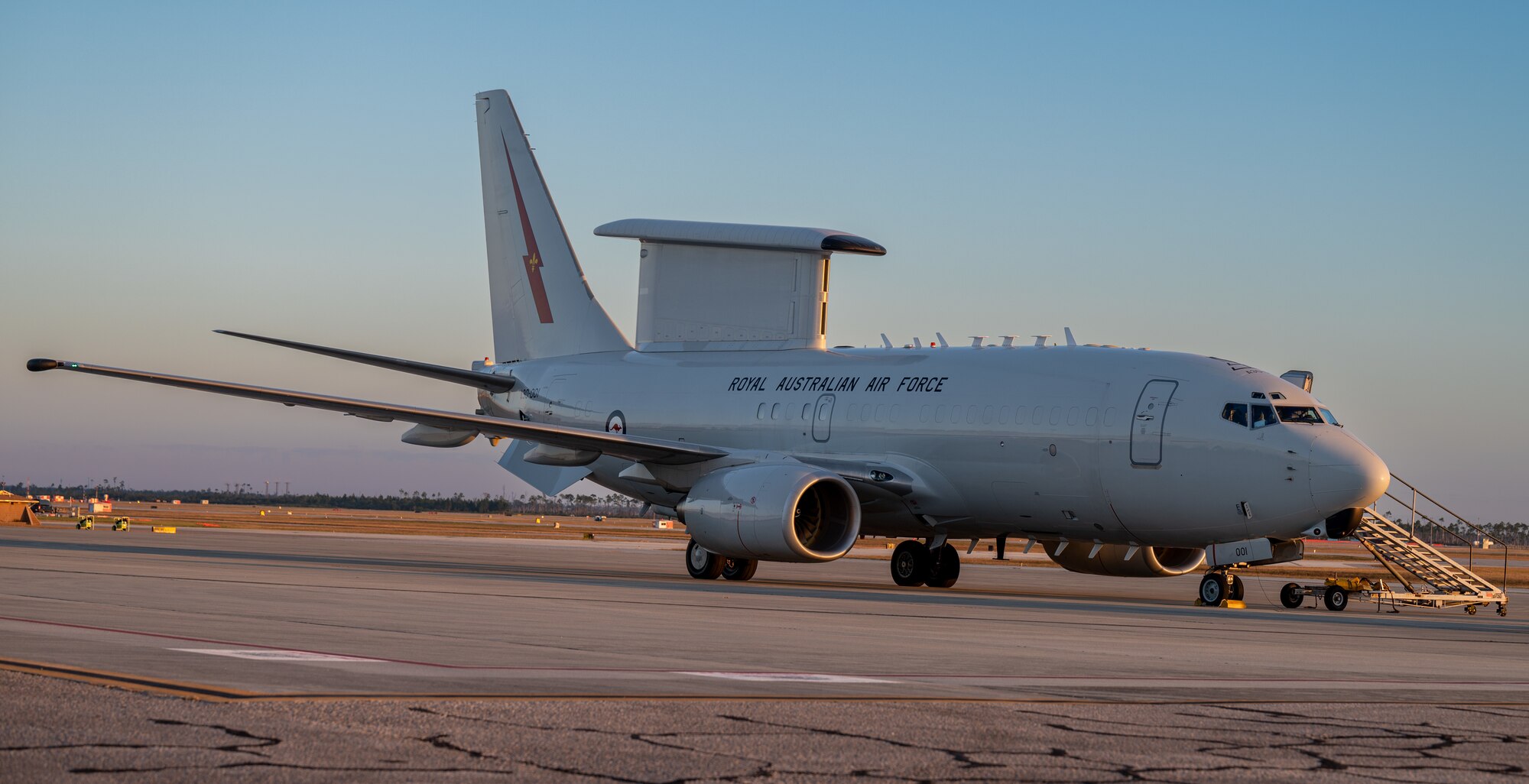 An aircraft prepares for taxi