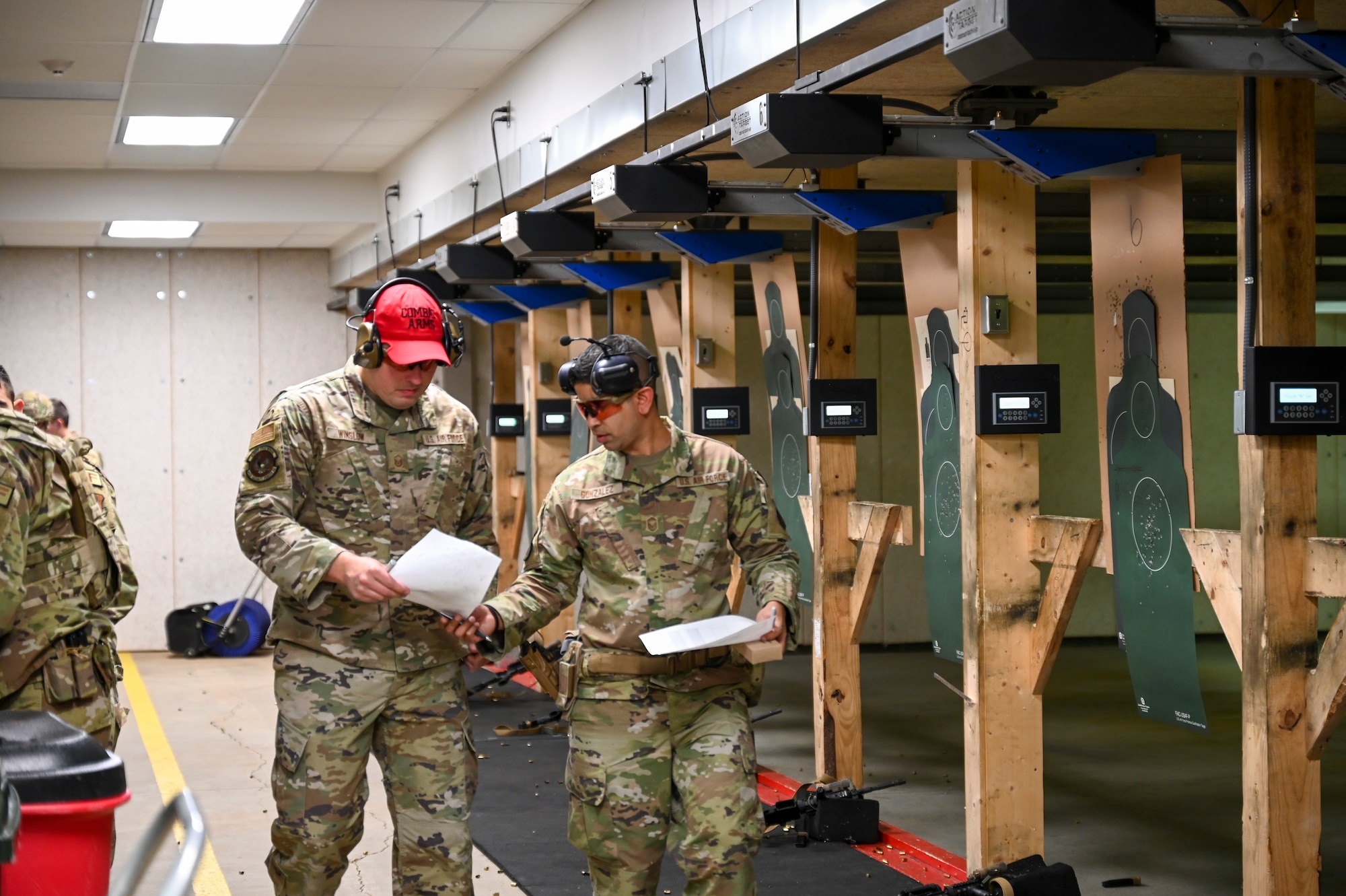 Master Sgt Christopher Winslow, the Combat Arms Training and Maintenance noncommissioned officer-in-charge, 442d Security Forces Squadron, oversees operations at the range November 3, 2023 at Whiteman AFB, Mo.