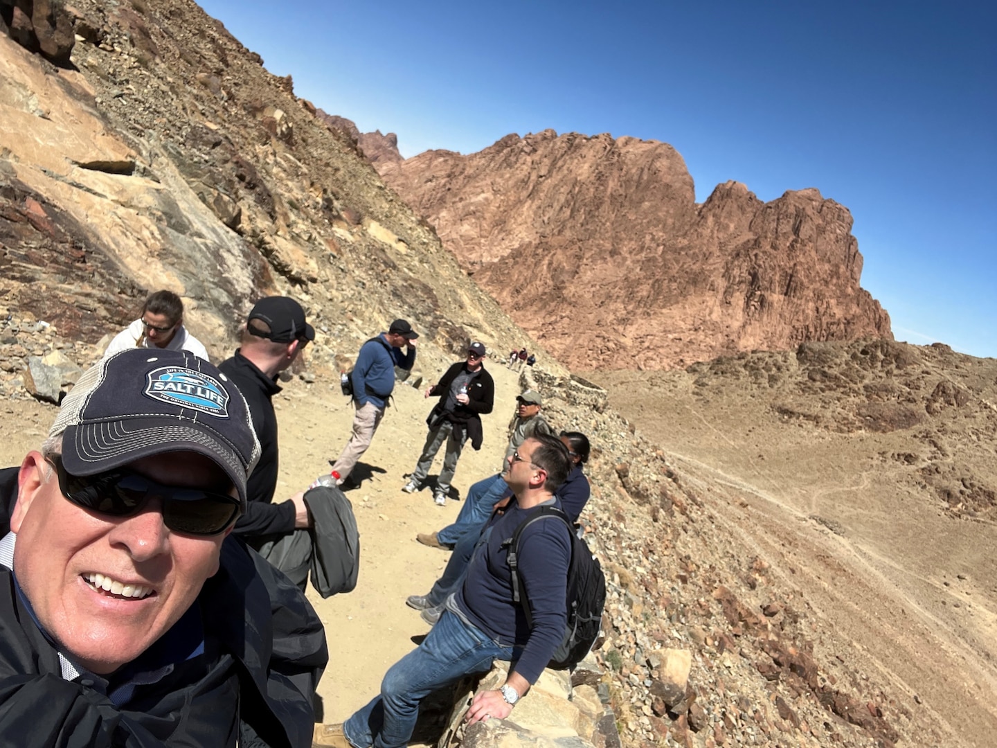 Col. Andrew Thornley, 16th Air Force senior chaplain, hikes up Mount Sinai, Egypt recently.