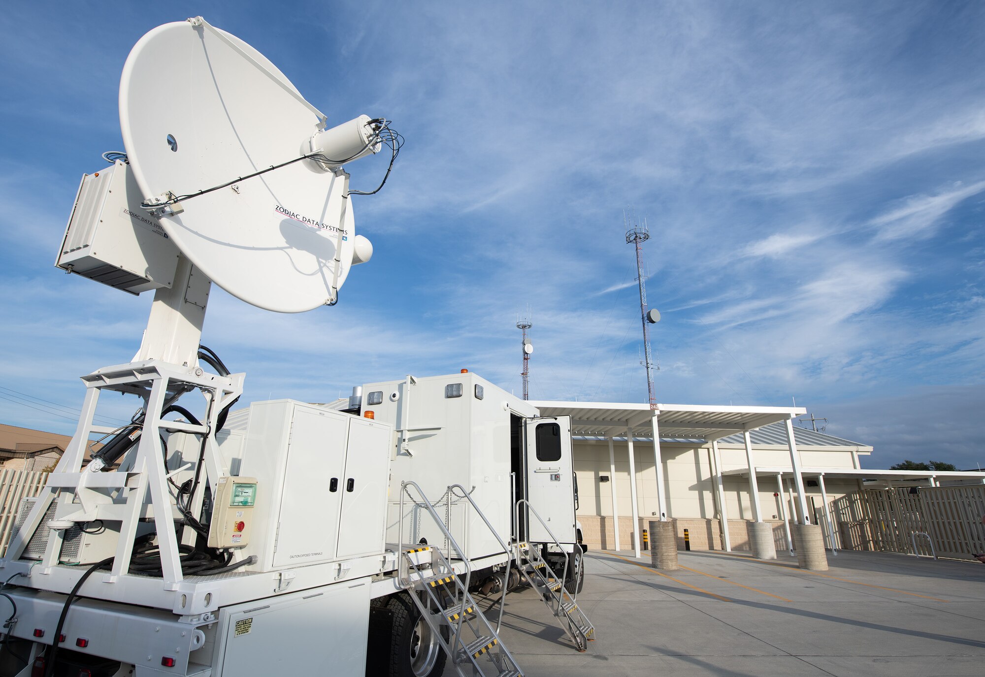 A mobile telemetry system sits on display.