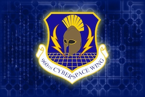 Graphic emblem of the 960th Cyberspace Wing, AFRC’s first and only cyberspace wing, consisting of 16 direct reporting units and 1,300 personnel. The missions of these units include defensive cyber-operations (DCO), combat communications, network operations, Initial Qualifications Training for cyber across seven weapons and dynamic support to offensive cyber operations.