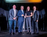 Nevada Air Guard Tech. Sgt. Hannah Kasner, second from right, receives the College of Southern Nevada’s Synergy Award from CSN President Fererico Zaragoza, second from left, in October 2023 in Las Vegas. Kasner was recognized for her work linking the college and Fiji National University through the Department of Defense National Guard Bureau State Partnership Program.