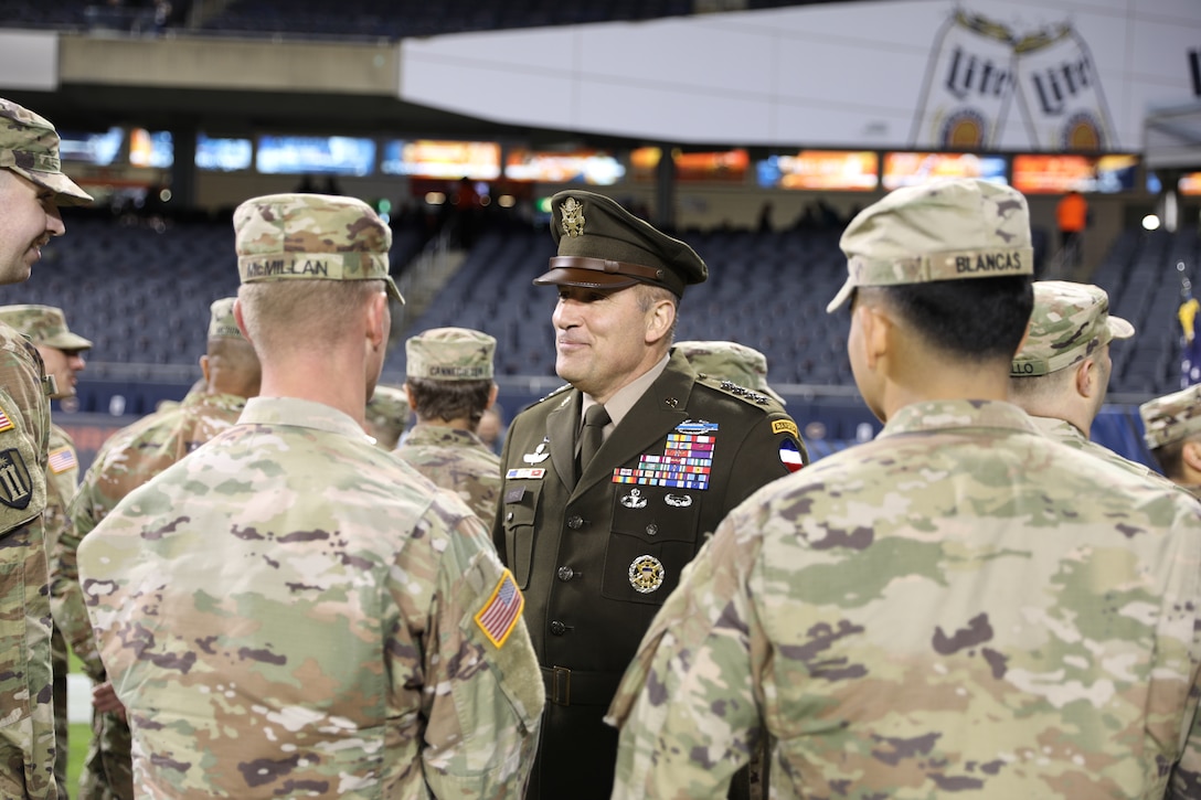 Soldiers Reenlist, Jump and Sing at the Chicago Bears Salute to Service Game