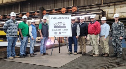 THE SUPSHIP Gulf Coast/Ingalls Shipbuilding team celebrated  the start of fabrication milestone for the future USS Thad Cochran (DDG 135) on Oct. 13.