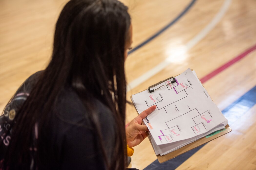 A close up photo of a tournament bracket.