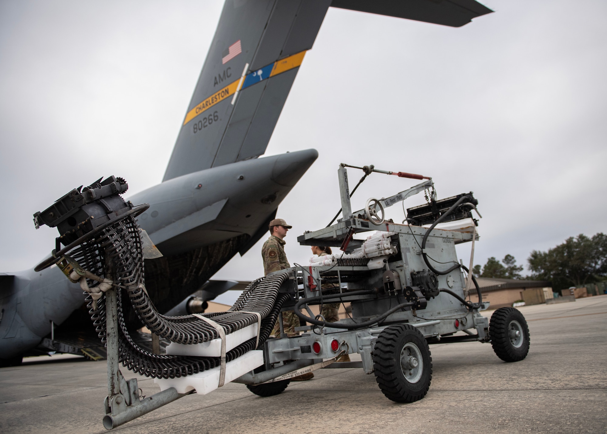 An ammunition loading adapter waits on the flightline at Moody Air Force Base, Georgia, prior to Airmen delivering the equipment to a contingency location at Avon Park Air Force Range, Florida, Nov. 13, 2023, for use during exercise Mosaic Tiger 24-1. The ALA is a quick-load piece of equipment for 30mm rounds into the GAU-8 Avenger autocannon for the A-10C Thunderbolt II attack aircraft. (U.S. Air Force photo by Master Sgt. Daryl Knee)