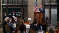 Maj. Gen. Rich Neely, the Adjutant General of the Illinois National Guard, spoke to the Young Presidents' Organization Nov. 15 at the University Club in Chicago, Illinois.