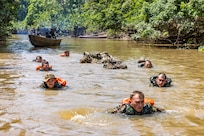 U.S. Army Soldiers assigned to 1st Battalion, 26th Infantry Regiment, 2nd Brigade Combat Team, 101st Airborne Division (Air Assault) and 1st Security Forces Assistance Brigade conduct jungle movement and transportation methods during the academics portion of Southern Vanguard 24 in Belem, Brazil, Nov. 3, 2023. The Soldiers will use the jungle survival skills during a field training exercise in the Amazon Jungle during Southern Vanguard 24, an annual bilateral exercise which rotates between partner nations in the U.S. Southern Command area of responsibility, and is designed to enhance partner interoperability between the U.S. and partner nation forces. (U.S. Army photo by Maj. Tifani Summers)