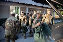 Soldiers participating in Southern Vanguard 24 (SV24) take advantage of laundry services coordinated by the 410th Contracting Support Brigade in Macapa, Brazil, on Nov. 6, 2023. The 410th CSB provided critical contracting support to the U.S. Army Soldiers who are training alongside their Brazilian Army counterparts during SV24, annual bilateral exercise designed to enhance partner interoperability between participating U.S. and partner nation forces.

(U.S. Army photo by Staff Sgt. ShaTyra Cox)