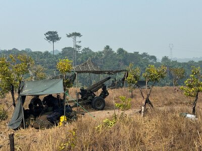 U.S. and Brazilian Armies conducts field artillery training with a 105mm Howitzer in Ferreira Gomes, Brazil, on Nov. 12, 2023. The two armies trained together for the first time during exercise Southern Vanguard 24 as part of our enduring promise in partnership and to enhance Army interoperability and shared capabilities. (Courtesy photo)