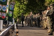 U.S. Army Soldiers assigned to 1st Battalion, 26th Infantry Regiment, 2nd Brigade Combat Team, 101st Airborne Division (Air Assault), 1st Security Forces Assistance Brigade, 7th Group Special Forces and Brazilian army soldiers assigned to 52nd Battalion, 23rd Infantry Brigade participate in the closing ceremony of Exercise Southern Vanguard 24 in Oiapoque, Brazil, Nov. 16, 2023. Southern Vanguard, an annual bilateral exercise which rotates between partner nations in the U.S. Southern Command area of responsibility, is designed to enhance partner interoperability between the U.S. and partner nation forces. (U.S. Army photo by Spc. Joshua Taeckens)