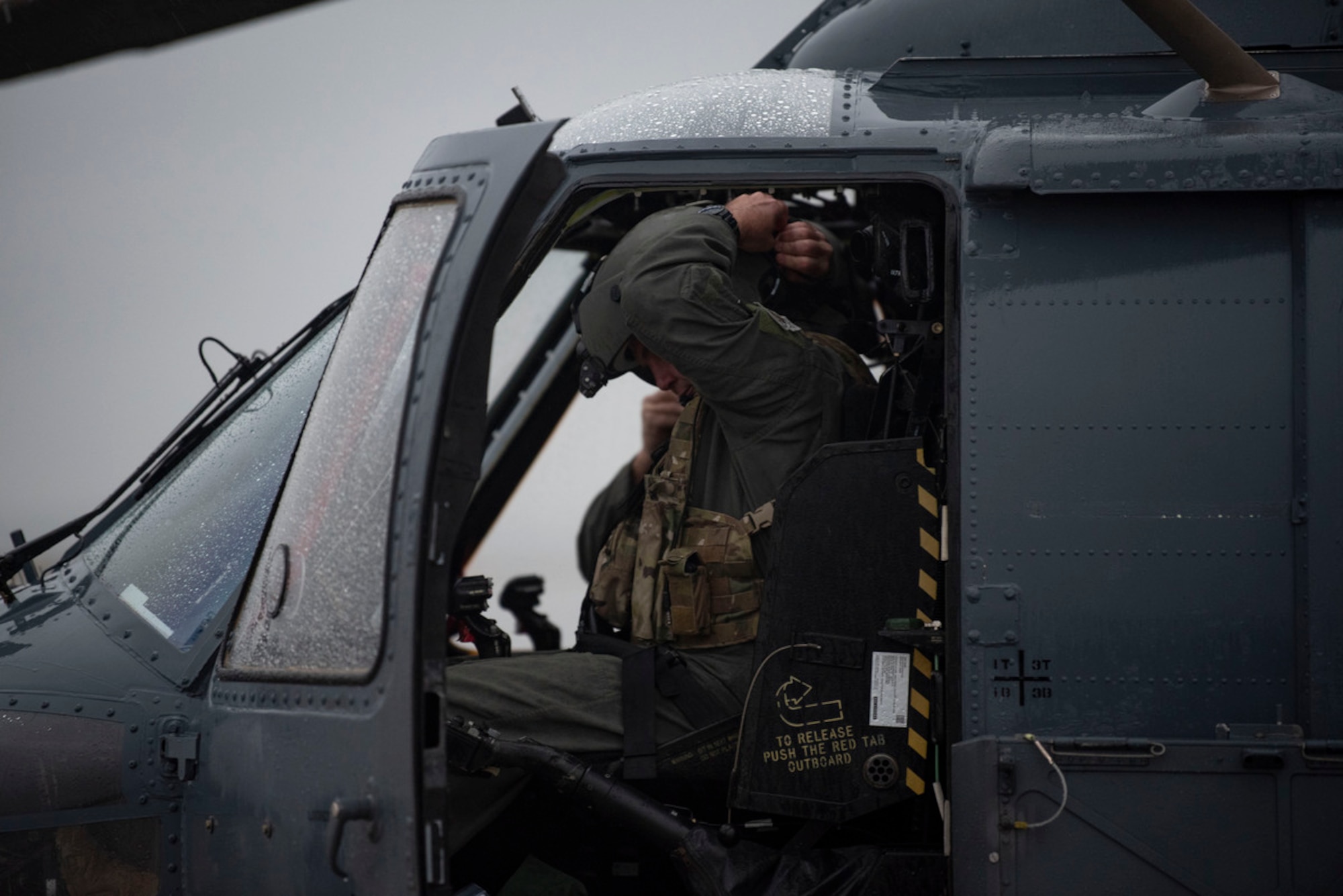 An HH-60W Jolly Green II piloted by U.S. Air Force Col. Paul Sheets, 23rd Wing commander taxies during Mosaic Tiger 24-1 at Avon Park Air Force Range, Florida, Nov. 16, 2023. Avon Park AFR was used as a simulated contingency location during the weeklong exercise. (U.S. Air Force photo by Airman 1st Class Leonid Soubbotine)
