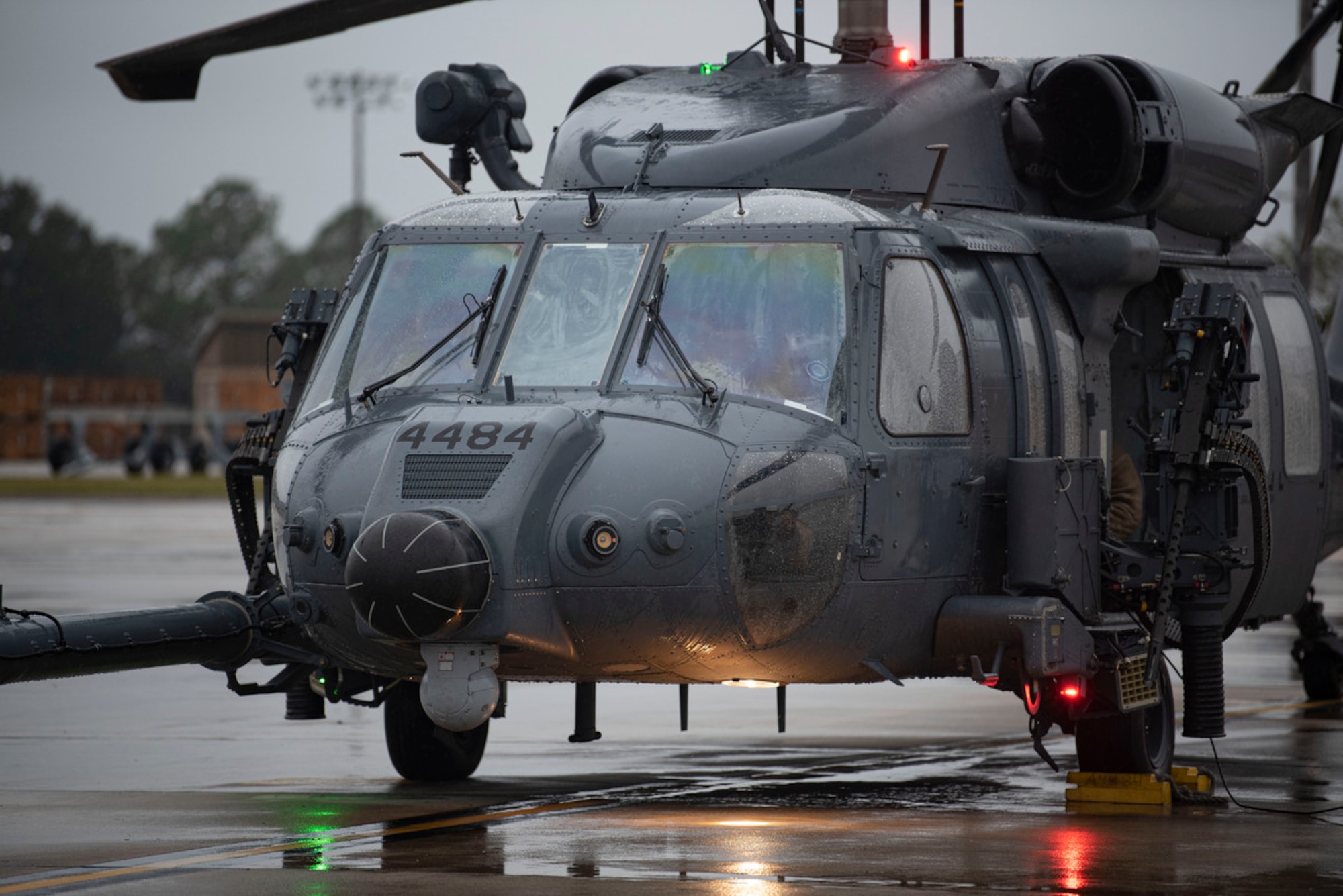 An HH-60W Jolly Green II piloted by U.S. Air Force Col. Paul Sheets, 23rd Wing commander waits for take-off during Mosaic Tiger 24-1 at Moody Air Force Base, Georgia, Nov. 16, 2023. The HH-60W Jolly Green II is the USAF’s newest and most capable rescue helicopter. (U.S. Air Force photo by Staff Sgt. Thomas Johns)