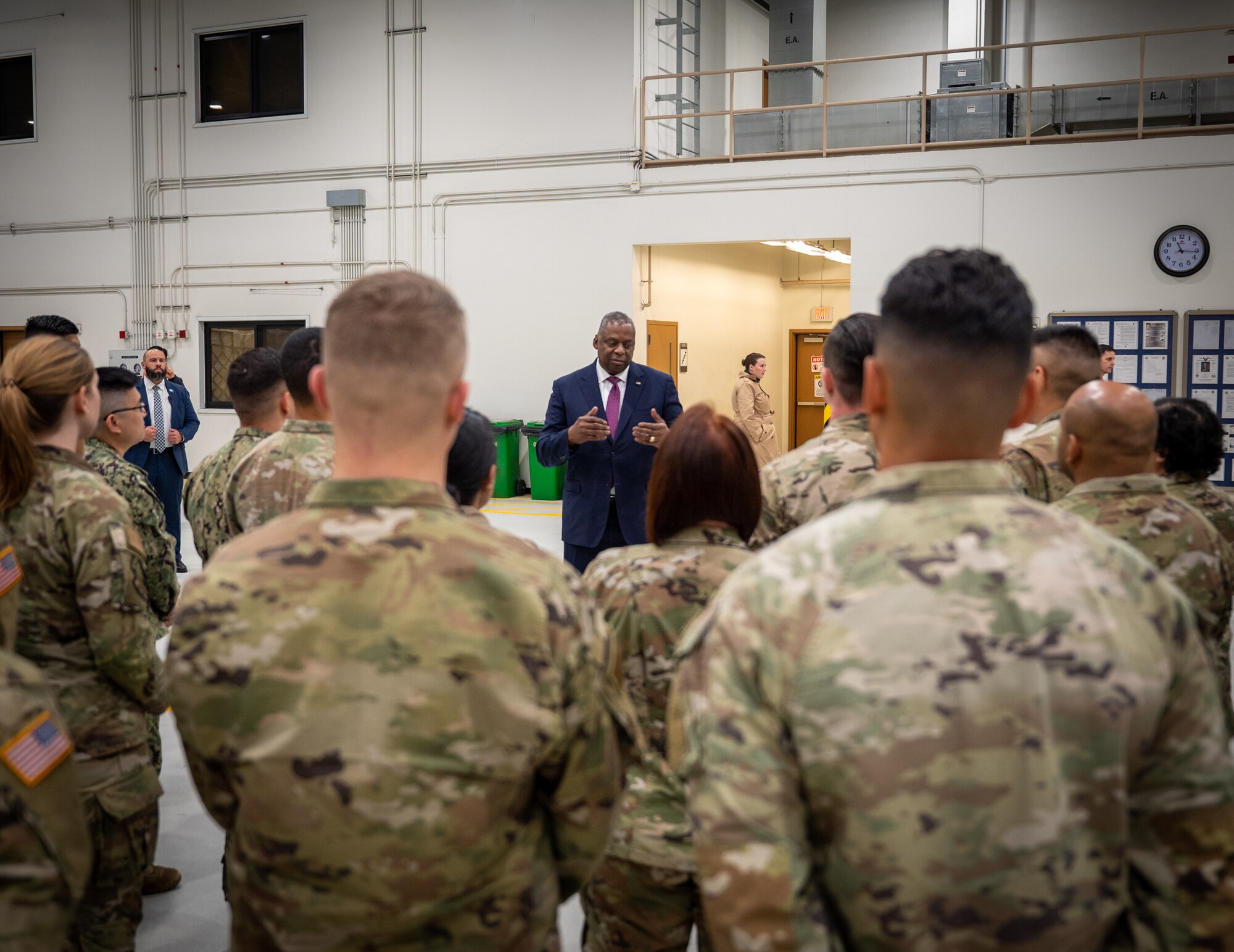 SECDEF engages with service members.