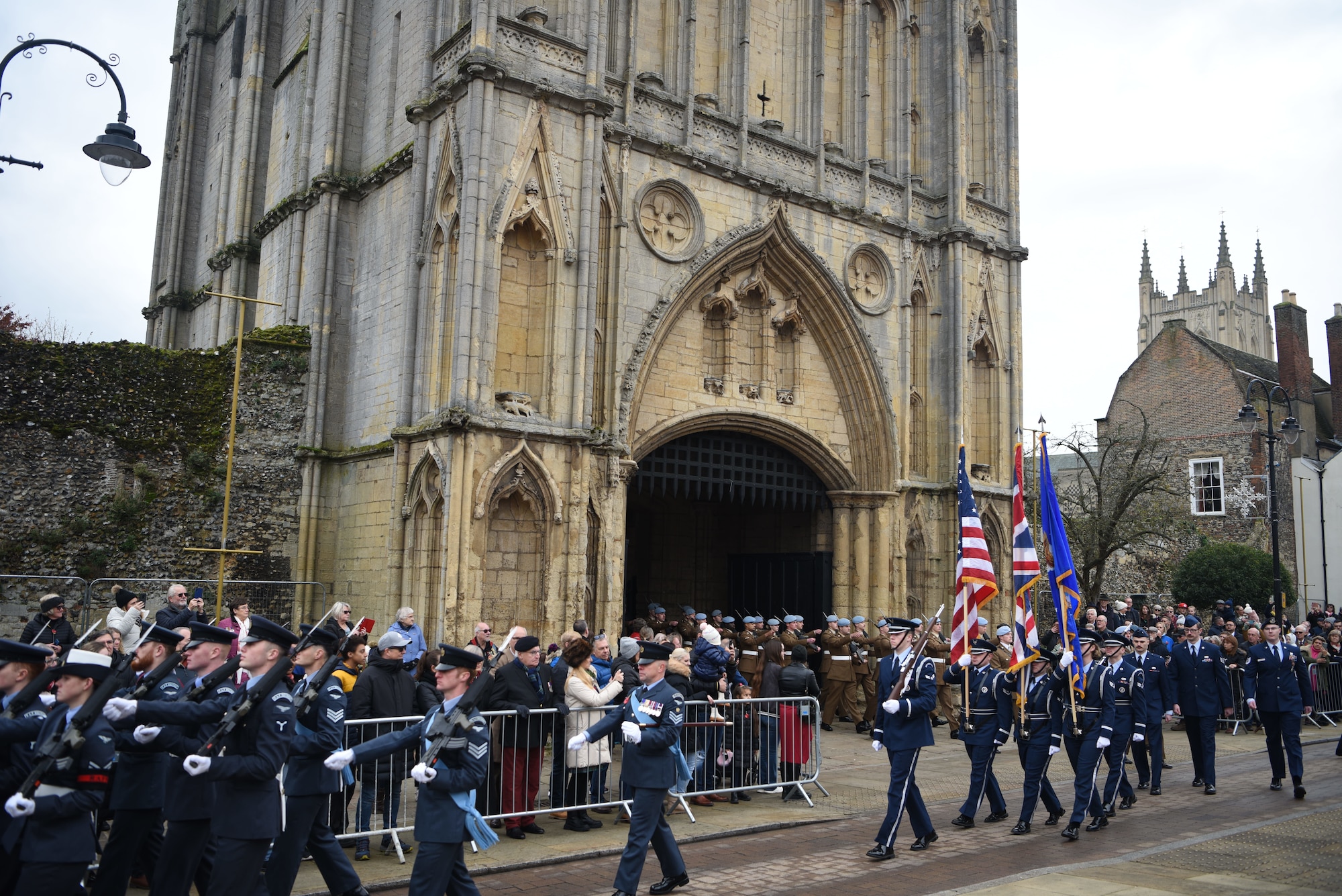 The U.S. Air Force Honor Guard participated in a remembrance ceremony at Bury St. Edmunds, England, November 12, 2023.