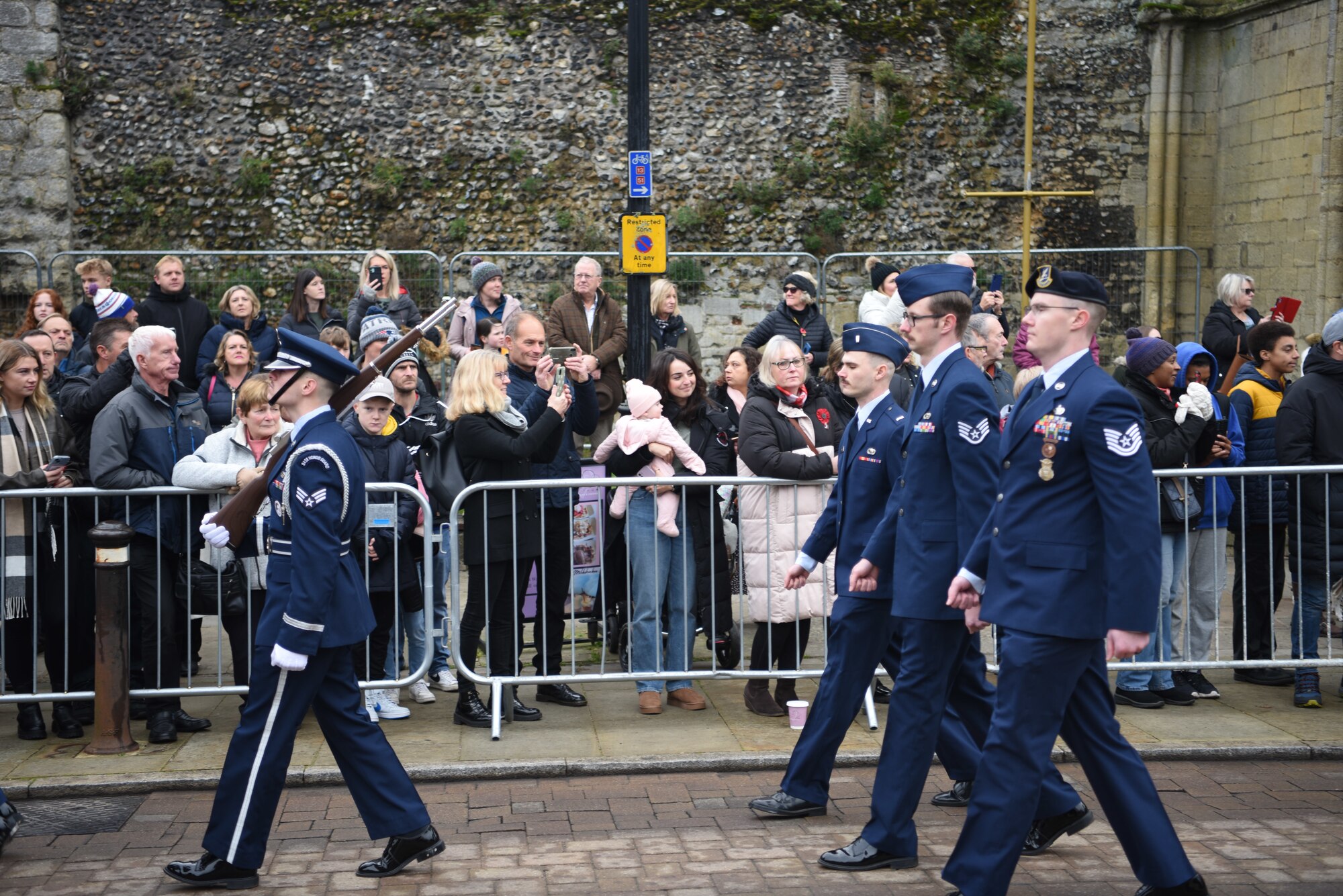The U.S. Air Force Honor Guard participated in a remembrance ceremony at Bury St. Edmunds, England, November 12, 2023.