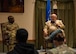 Tom Ross, city of Minot mayor, speaks to members of the local community during a town hall meeting at Minot Air Force Base, North Dakota, Nov. 15, 2023. Ross spoke about the partnership and bond between Minot AFB and the city of Minot. (U.S. Air Force photo by Airman 1st Class Kyle Wilson)