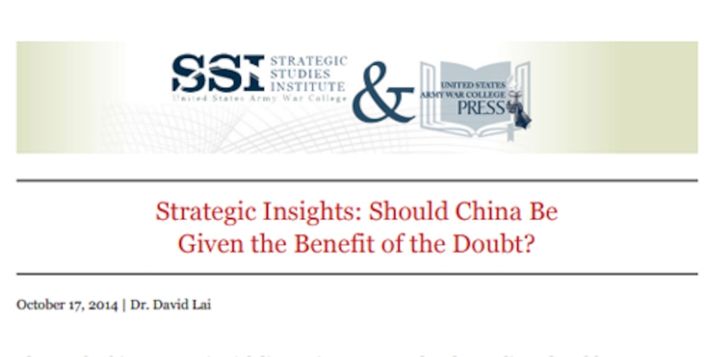 Cover for Strategic Insights: Should China Be Given the Benefit of the Doubt?