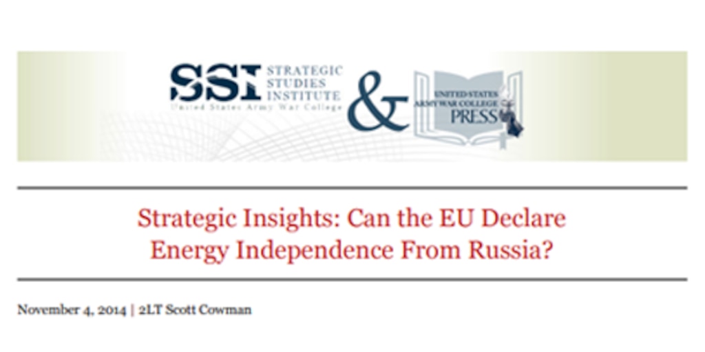 Cover for Strategic Insights: Can the EU Declare Energy Independence From Russia?