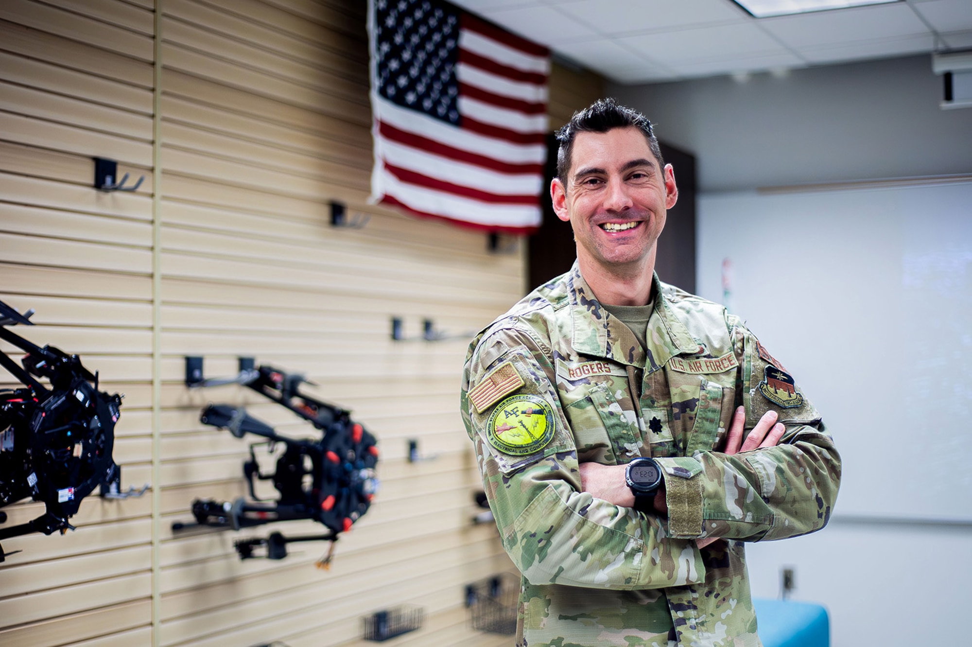 Lt. Col. Neil Rogers stands in the U.S. Air Force Academy Department of Electrical and Computer Engineering